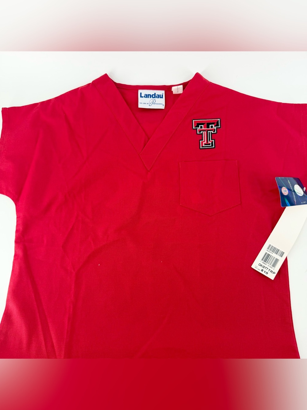 NWT Landau Texas Tech Kids Scrubs Set Size 8/10 Red Raiders Youth V-Neck Pants - Picture 10 of 16
